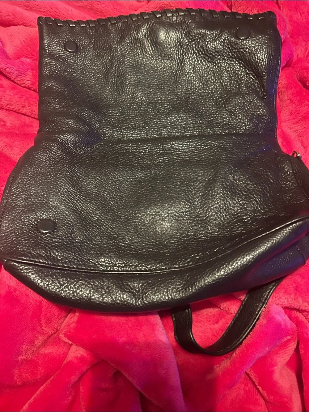 Tory Burch Black Pebbled Leather Fold-Over Clutch